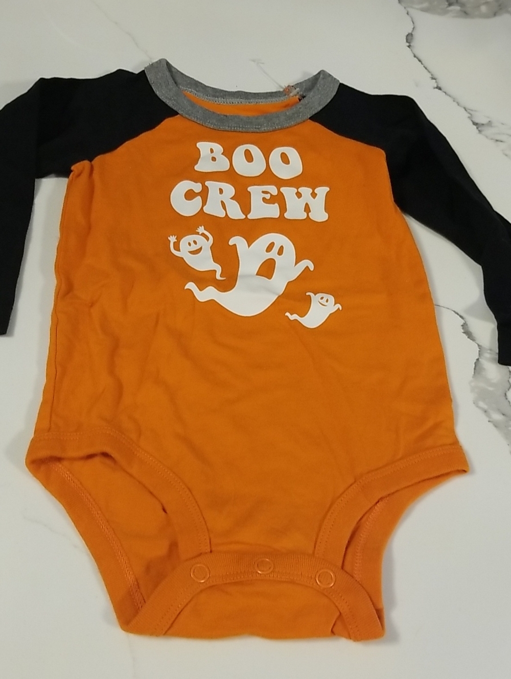 Carter's Orange & Black "Boo Crew" Halloween One-Piece Bodysuit Size 12m